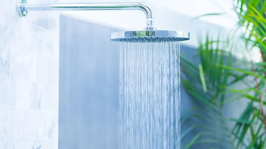 Outdoor Rain Shower In The Beach For Swimming Pool.saving Water.summer
