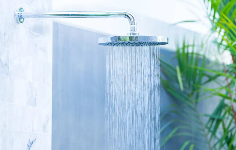 Outdoor Rain Shower In The Beach For Swimming Pool.saving Water.summer